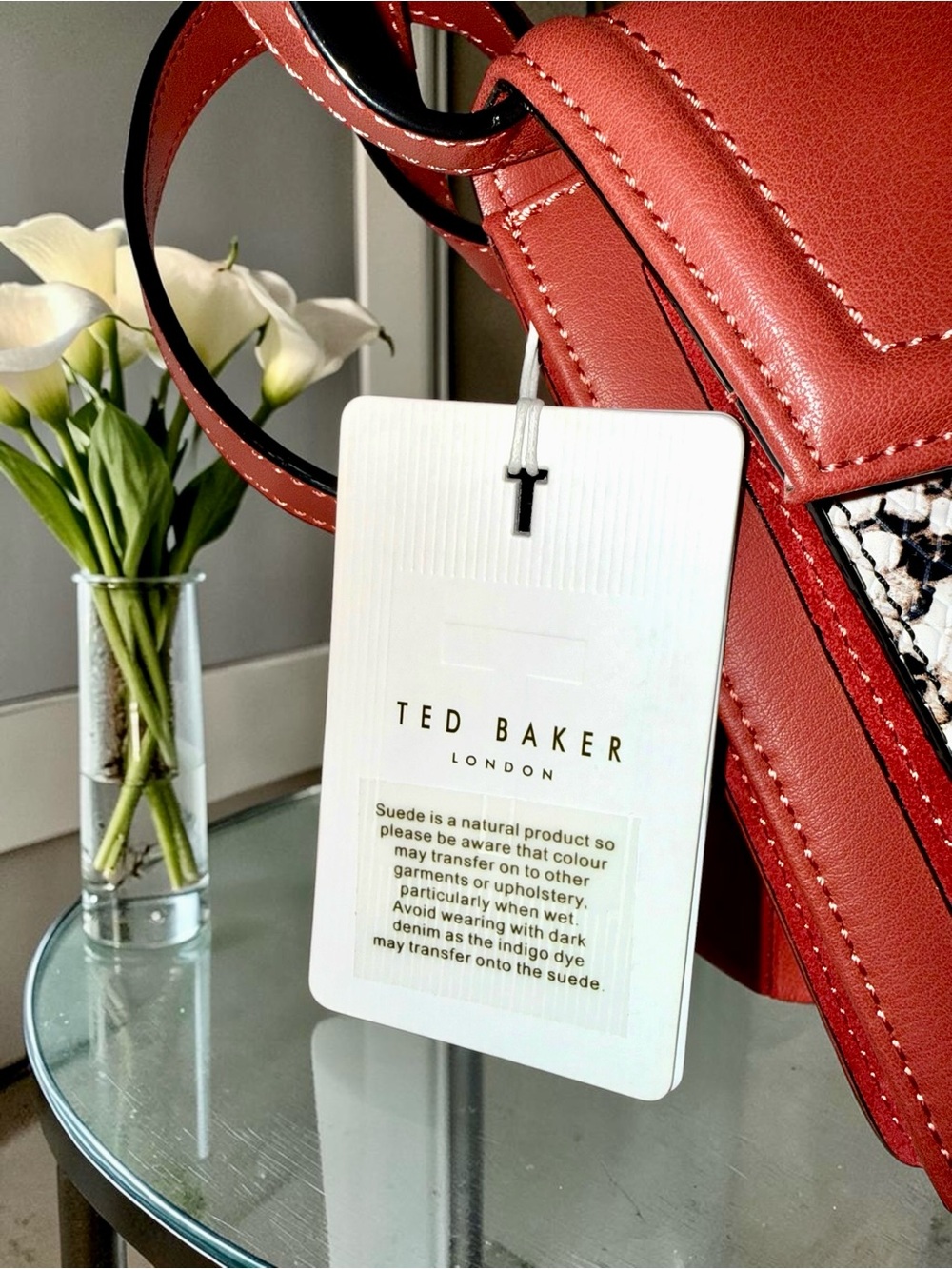 Ted Baker NWT Leather AND Suede Crossbody Bag with Snake-Print Panel - Picture 11 of 13